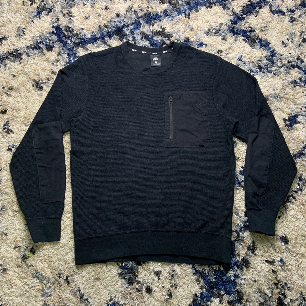 Men’s Medium Nike SB Zip Pocket Crewneck Pullover Sweatshirt Black